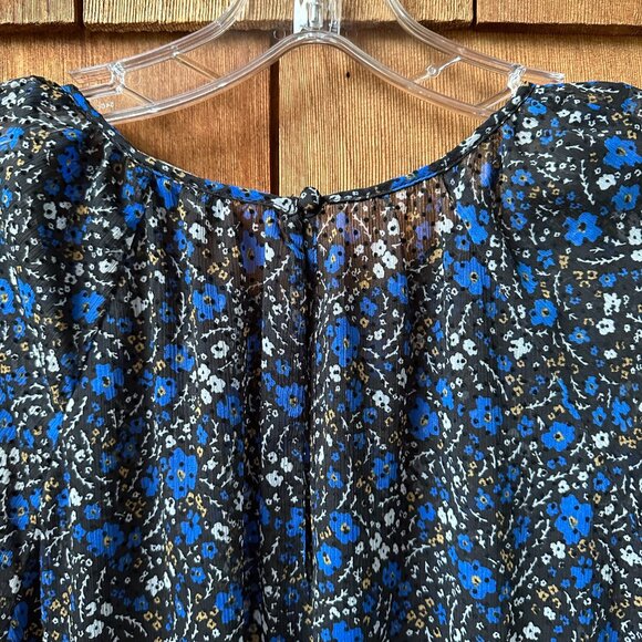 NWT Banana Republic Black/Blue Floral Velvet Dot Maxi Dress in Women's 16 - Picture 11 of 16